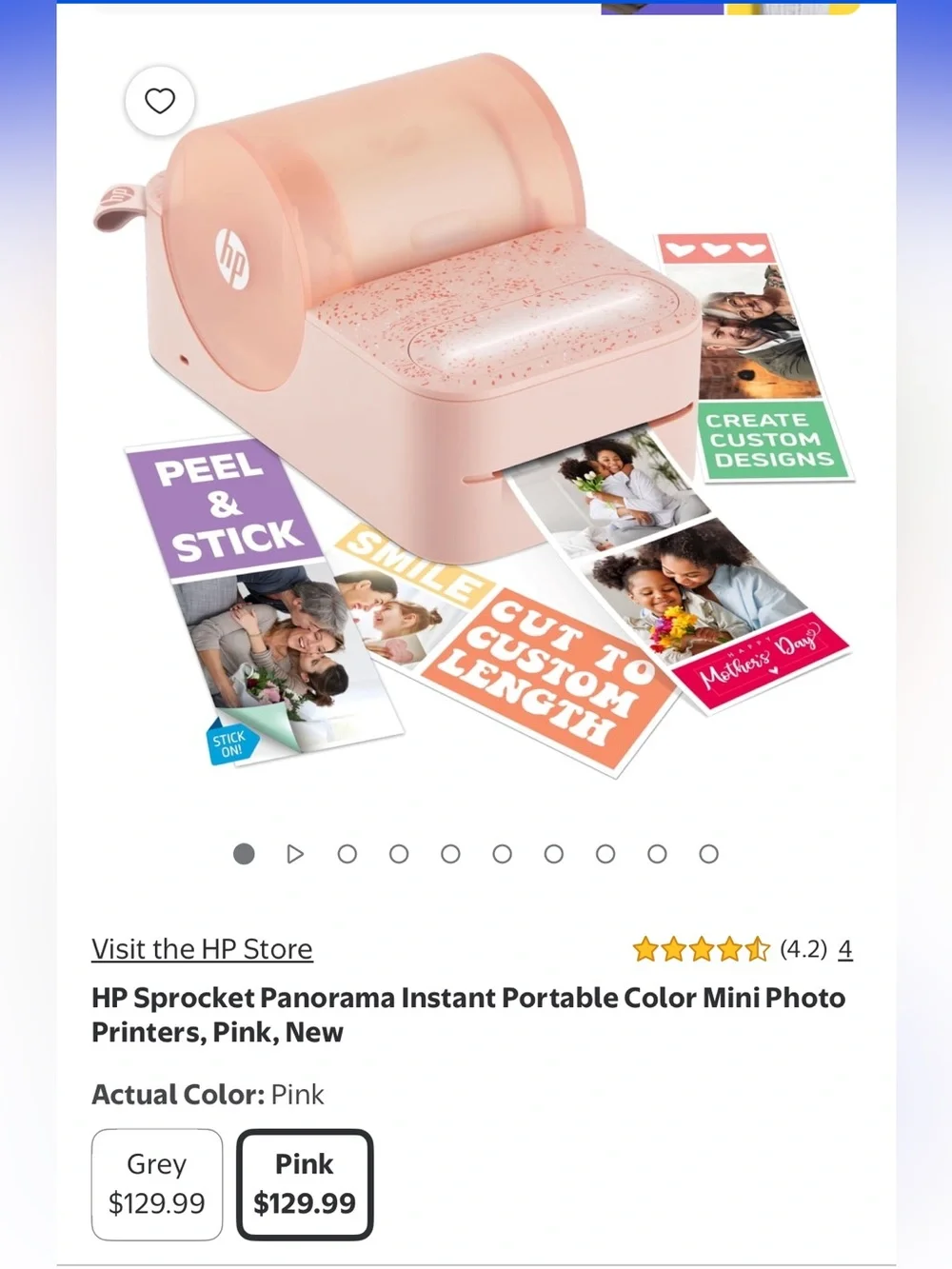 NEW HP Sprocket Panorama Printer - Pink